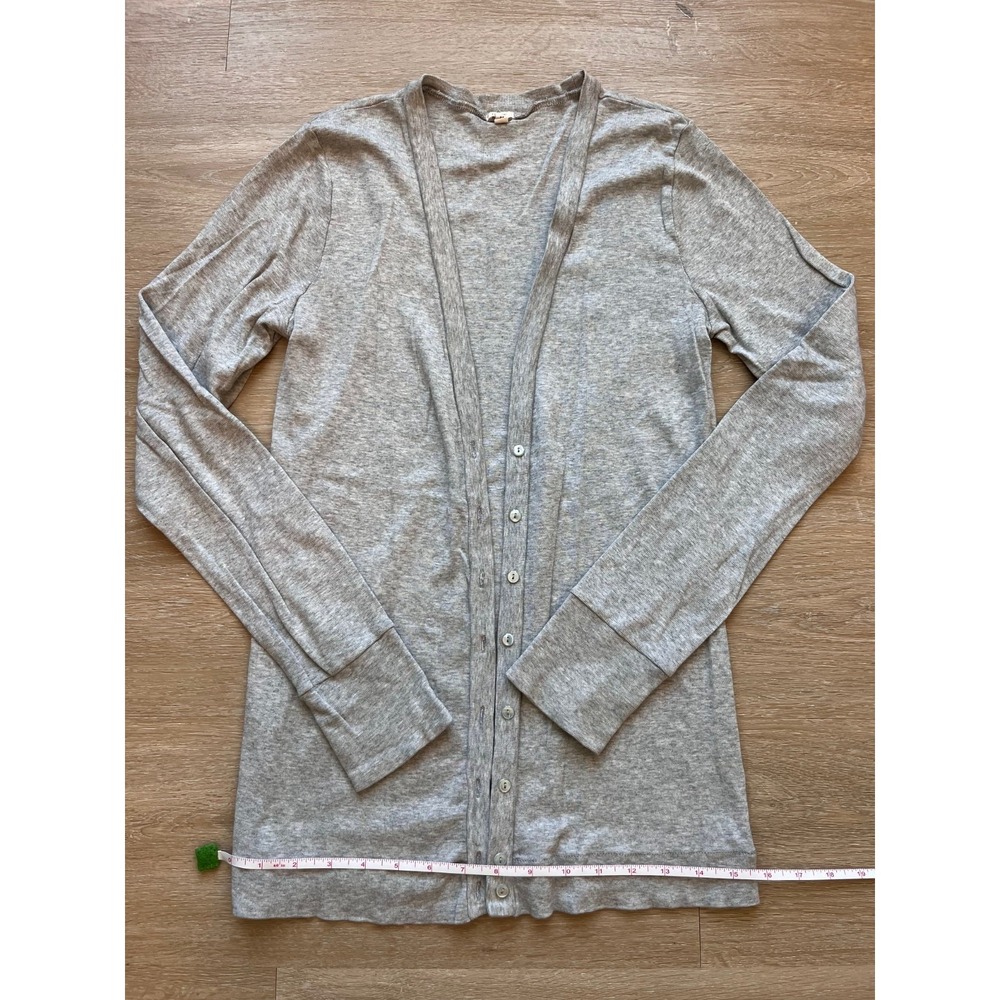 J.Crew Cardigan Sweater Womens Medium Gray Cotton Long Sleeves Button Front